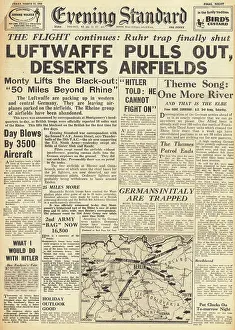 Abandons: Evening Standard front page Luftwaffe abandons airfields