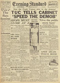 Demob: Evening Standard front page Speed up demobilisation