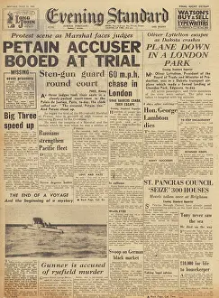 Reynaud: Evening Standard front page Trial of Marshal Petain