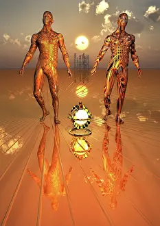 Anthropomorphic: The evolution of a human being transforming into
