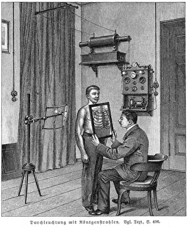 Specially: Examining patient's thorax using X-ray tube and