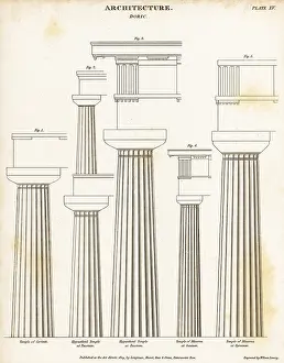 Universal Dictionary: Examples of Doric pillars or columns, classical architecture