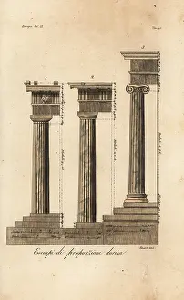 Proportions: Examples of the proportions of Doric columns, Greek