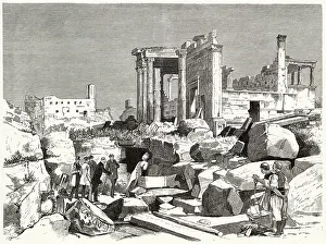Parthenon: Excavations on the Acropolis viewed by George I of Greece