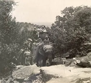 Colonials: Excursion by elephant, India