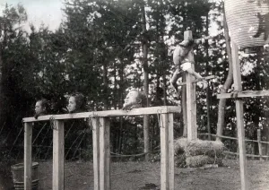 Beheading: Execution beheading and crucifixion, Japan, 1860's