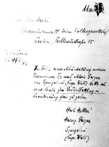 Request: The execution of Dr. Alois Geiger, 1943