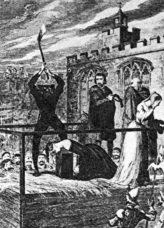 Behead: Execution of Lady Jane Grey by George Cruikshank, 19th centu
