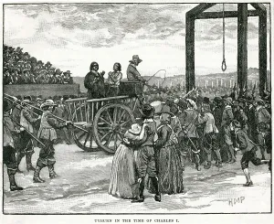 Gallows: An execution at Tyburn in the reign of King Charles I