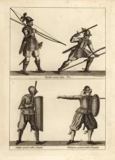 Roundel: Exercise of the double-armed man with bow and pike
