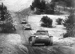 Wuensdorf: Exercise march of Panzer II of the Wehrmacht, 1938
