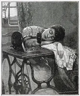 Dressmaker: Exhausted dressmaker 1890