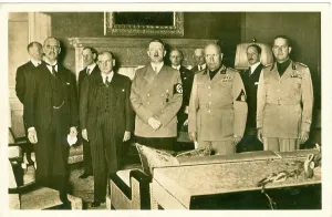 Dismayed: Exhausted signatories to the Munich Agreement