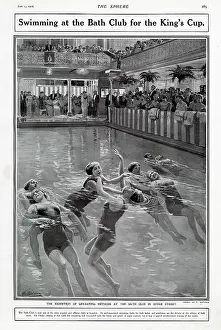 Matania: Exhibition of life-saving at Bath Club, Dover Street Baths