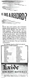 Exide: Exide Aircraft Batteries. List Of Current Types