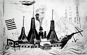 Sketched: US expedition to Japan, March, 1854, led by Commodore