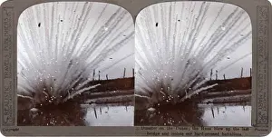 Stereoscopic: Explosion of a bridge on Western Front, WW1
