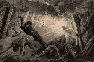 Simonin: Explosion of Fire-damp (methane) in a mine. 1869