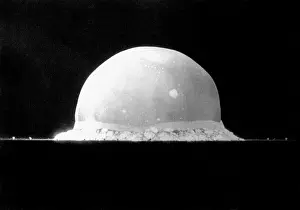 Explosions: An explosive fireball of the first nuclear bomb