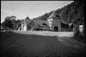 Gabled: An exterior view of Cragside Stables, now the