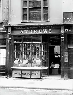 Birks: Exterior view of the frontage of a saddle and harness shop