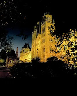 Floodlit: Exterior view of Waterhouse Building
