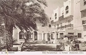 Biskra: External view of the Hotel Transatlantique with its terrace