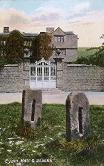 Eyam: Eyam Hall and the Stocks - Derbyshire