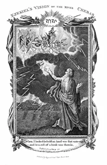 Vision: Ezekiel's vision of chariot in sky and a hand