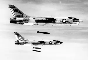 Concentrations: F-8 aircraft release bombs on North Vietnamese ?