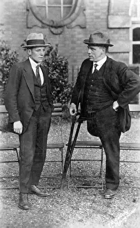 Disabilities: F Gadsby, one-legged swimmer, and his son