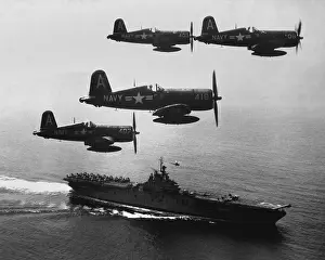 In Flight: F4U's (Corsairs) returning from a combat mission