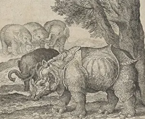 Sadeler: Fable of the Rhinoceros and Elephants