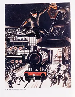 At the Factory, 1927 by Alexander Deineka..Engine