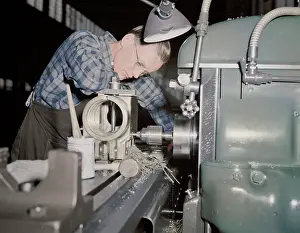 Accuracy: Factory worker producing 37mm guns and gun mounts, 1942