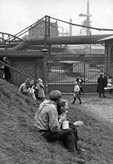 Silesia: Factory workers at lunch break in Upper Silesia