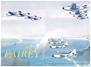 Gannets: Fairey Gannets In Formation With Carrier & Coastline