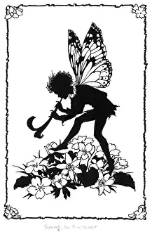 Fairyland: Fairie with trumpet - silhouette