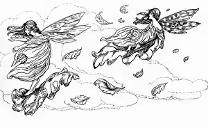 Fyleman: Two fairies with autumn leaves