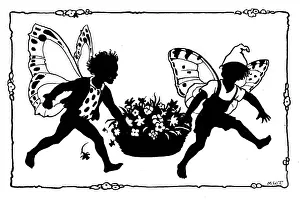 Fairyland: Two fairies with basket of flowers