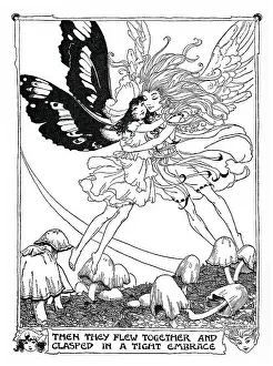 Clasping: Two fairies clasping each other