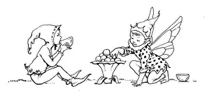 Consume: Two fairies eating and drinking