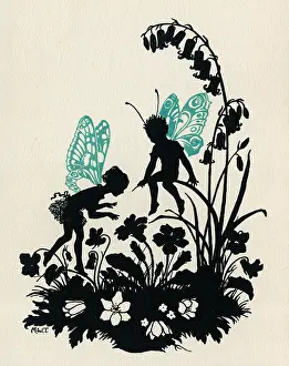 Admires: Two fairies with spring flowers