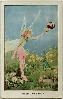 Fairy, buttercup and bee