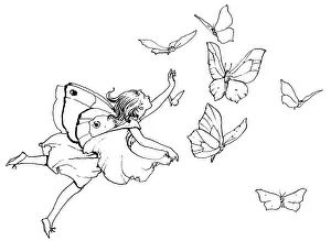 Frolicking: Fairy flying with butterflies