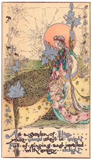 A fairy in a garden of lilies