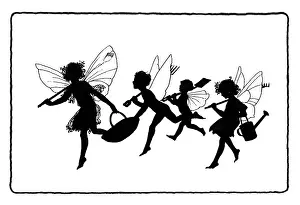 Gardeners: Three fairy gardeners (silhouette)