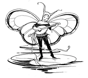 Lutes: Fairy on lily pad playing the lute