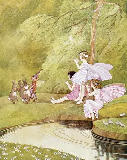 Pipers: Fairy Pipers ' Fairies playing by a stream