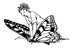 Fairy Without any Wings riding a butterfly